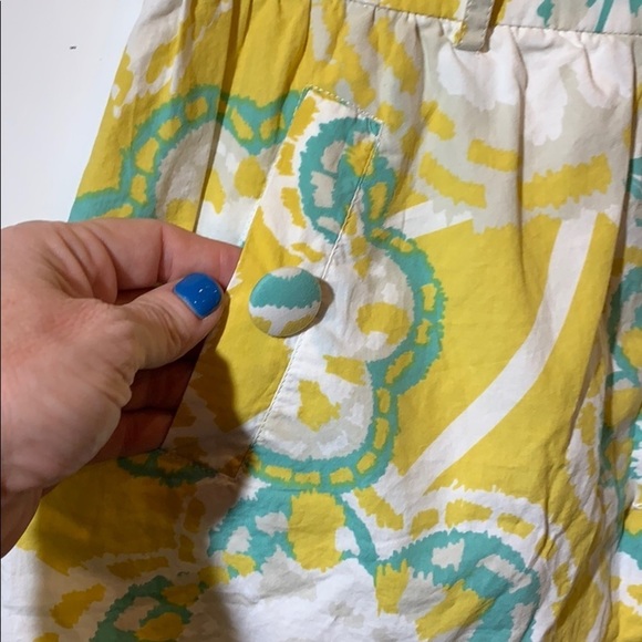 Fossil Lined Yellow, Sea-Green, & White Floral Button Down Skirt Size 2 - Picture 4 of 8